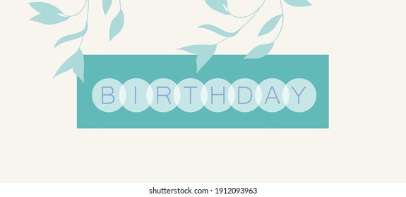 Happy birthday, holiday, celebration greeting and invitation card. Colorful floral banner with green exotic leaves on light background. Layout template. Modern floral compositions with summer branches