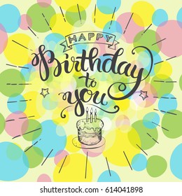 Happy Birthday holiday wishful modern lettering on multicolor background