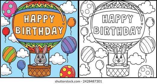 Happy Birthday Hot Air Balloon Illustration