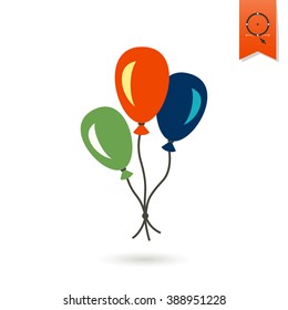 Happy Birthday Icon. Balloons. Simple, Minimalistic and Flat Style. Colorful Vector