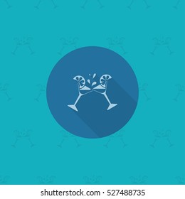 Happy Birthday Icon. Cocktail Glass. Simple, Minimalistic and Flat Style. Monochrome color. Long Shadow. Vector