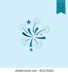 Happy Birthday Icon - Firework. Simple, Minimalistic and Flat Style. Monochrome color. Vector