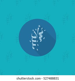 Happy Birthday Icon - Firework. Simple, Minimalistic and Flat Style. Monochrome color. Long Shadow. Vector