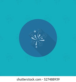 Happy Birthday Icon - Firework. Simple, Minimalistic and Flat Style. Monochrome color. Long Shadow. Vector