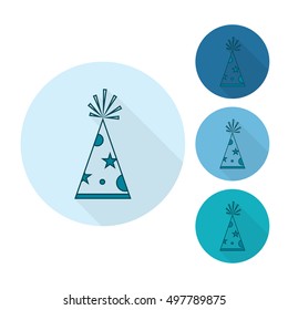Happy Birthday Icon - Hat. Simple, Minimalistic and Flat Style. Monochrome color. Long Shadow. Vector