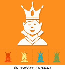 Happy Birthday Icon. Little Boy With a Crown. Simple, Minimalistic and Flat Style. Colorful. Vector