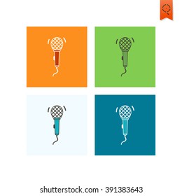 Happy Birthday Icon. Microphone. Simple, Minimalistic and Flat Style. Colorful Vector