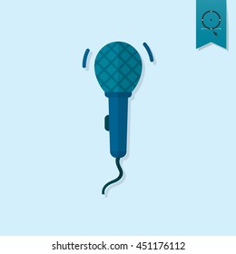 Happy Birthday Icon - Microphone. Simple, Minimalistic and Flat Style. Monochrome color. Vector