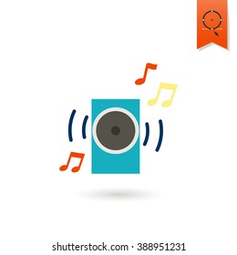 Happy Birthday Icon. Music Column. Simple, Minimalistic and Flat Style. Colorful Vector