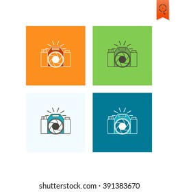 Happy Birthday Icon. Retro Camera. Simple, Minimalistic and Flat Style. Colorful Vector