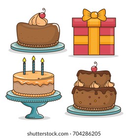 Happy birthday icon set design