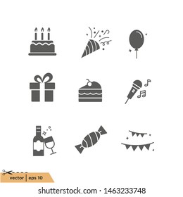 happy birthday icon set vector design element