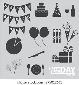 Happy birthday icon set / vector 
