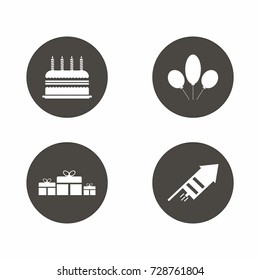 Happy Birthday icon set vector