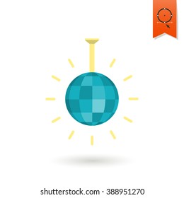 Happy Birthday Icon. Shiny Disco Ball. Simple, Minimalistic and Flat Style. Colorful. Vector