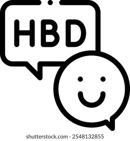 happy birthday icon. Thin Linear Style Design Isolated On White Background
