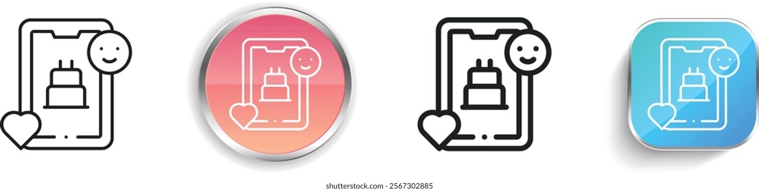 happy birthday icon. Thin Linear, Regular and Button Style Design Isolated On White Background