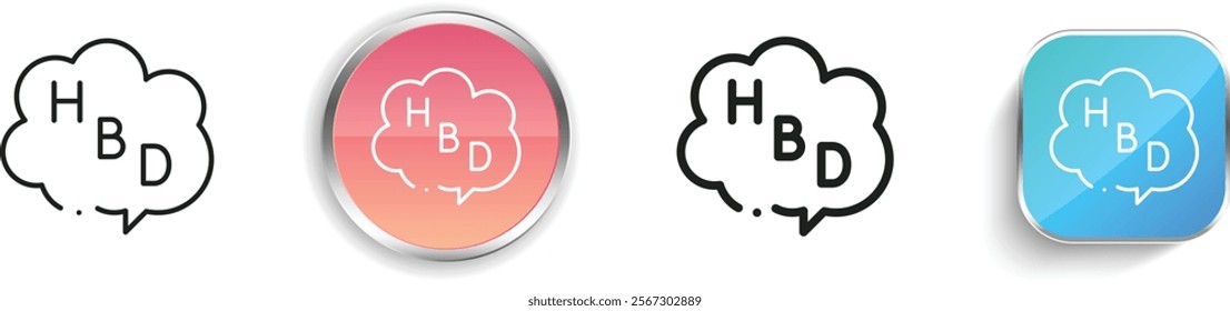 happy birthday icon. Thin Linear, Regular and Button Style Design Isolated On White Background