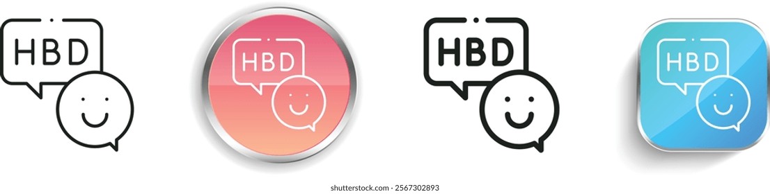 happy birthday icon. Thin Linear, Regular and Button Style Design Isolated On White Background