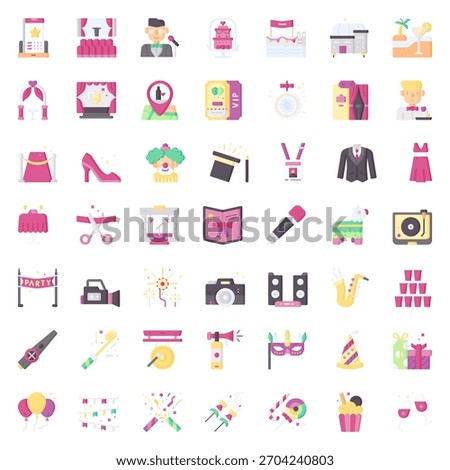 Happy Birthday Icon Vector Collection – Balloons, Party Hats, Cake, Gifts, Confetti, Decorations, Typography, Stickers, Clipart and Celebration Elements Pack