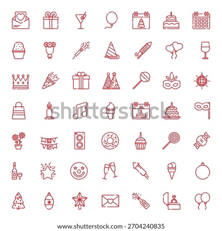 Happy Birthday Icon Vector Collection – Balloons, Party Hats, Cake, Gifts, Confetti, Decorations, Typography, Stickers, Clipart and Celebration Elements Pack