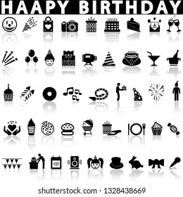 Happy birthday icons set.