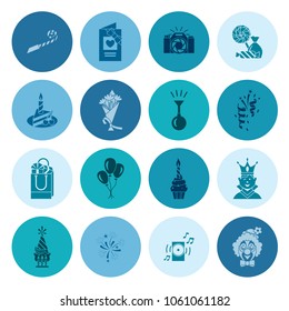 Happy Birthday Icons Set. Simple, Minimalistic and Flat Style. Monochrome color. Vector
