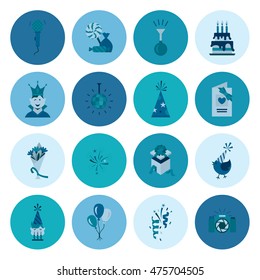 Happy Birthday Icons Set. Simple, Minimalistic and Flat Style. Monochrome color. Vector