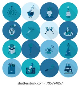 Happy Birthday Icons Set. Simple, Minimalistic and Flat Style. Monochrome color. Vector