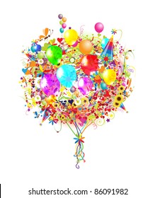 Happy birthday illustration with balloons for your design
