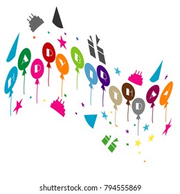 happy birthday illustration card invitation party isolated background
