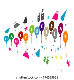 happy birthday illustration card invitation party isolated background