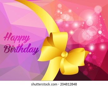 Happy birthday illustration with shine triangle and ribbon
