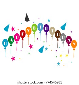 Happy birthday illustration vector for card invitation birthday celebration isolated