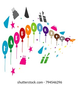 Happy birthday illustration vector for card invitation birthday celebration isolated