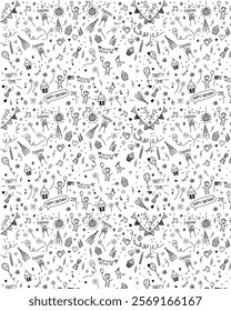 happy birthday illustration vector seamless pattern  background