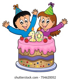 Happy birthday image for 10 years old - eps10 vector illustration.