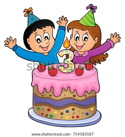 Happy birthday image for 3 years old - eps10 vector illustration.