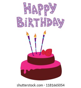 Happy Birthday Inscription Cake Pink Frosting Stock Vector (Royalty ...