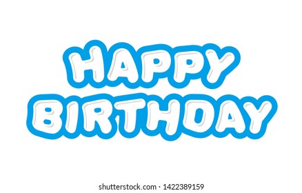 Happy Birthday Inscription Cute Blue Letters Stock Vector (Royalty Free ...