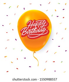 Happy birthday inscription on a balloon isolated on white background. Vector illustration. EPS 10