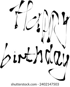Happy birthday inscription in Png, hand lettering in calligraphic style for postcard, advertisement, banner