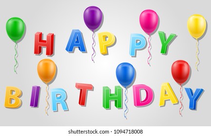 happy birthday inscription text 3d stock vector illustration isolated on white background
