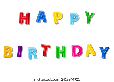 happy birthday inscription text 3d stock vector illustration isolated on white background