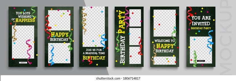 Happy Birthday Instagram Stories Editable Template For Social Media.  Photo Overlay With A Birthday Theme. Streaming.