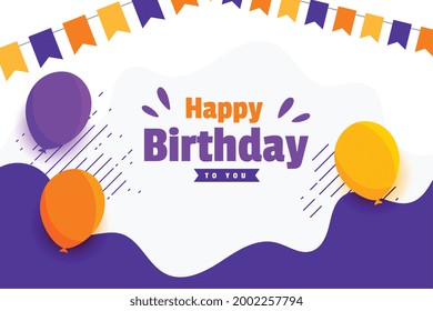 happy birthday invitation card with balloons and flags