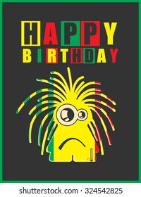 Happy birthday invitation card with cute monster vector illustration
