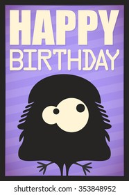 Happy birthday invitation card with cute monster vector illustration