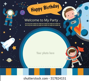 Happy Birthday Invitation Card Design. Spaceman