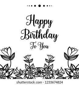 Happy birthday invitation card with floral vector illustration